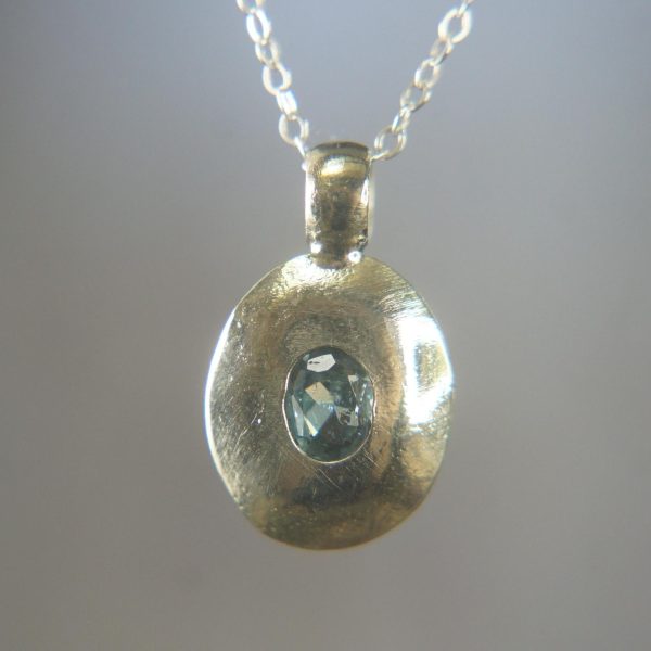 oval 14k white gold//14k gold blue tourmaline pendant//14k white gold pendant//blue Paraiba tourmaline pendant//14k blue tourmaline white