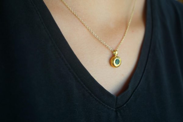 solid 24k Paraiba tourmaline gold pendant//gold tourmaline pendant//artisan gold handmade//24k gold pendant//Paraiba tourmaline pendant