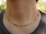 24k gold beads and ruby necklace//24k handmade beads necklace//gold artisan chain//24k gold ruby chain necklace//24k artisan gold necklace