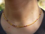 24k gold beads and ruby necklace//24k handmade beads necklace//gold artisan chain//24k gold ruby chain necklace//24k artisan gold necklace