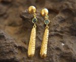 24K Gold Montana sapphire dangle earrings//24k gold sapphire and blue topaz drop Earrings//solid gold dangles//24k gold artisan jewelry