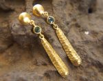 24K Gold Montana sapphire dangle earrings//24k gold sapphire and blue topaz drop Earrings//solid gold dangles//24k gold artisan jewelry