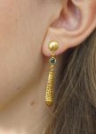 24K Gold emerald dangle earrings//24k gold drop Earrings//solid gold dangles//24k gold emerald artisan jewelry