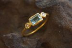 24k blue tourmaline and diamond ring//artisan tourmaline ring//24k tourmaline and diamond//24k gold ring//24k gold diamond ring