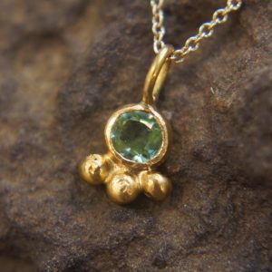24k gold blue Paraiba tourmaline pendant//artisan gold tourmaline pendant//24k tourmaline//handmade tourmaline pendant//24k gold jewelry