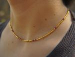 24k gold beads and ruby necklace//24k handmade beads necklace//gold artisan chain//24k gold ruby chain necklace//24k artisan gold necklace