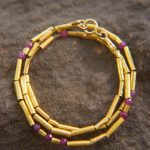 24k gold beads and ruby necklace//24k handmade beads necklace//gold artisan chain//24k gold ruby chain necklace//24k artisan gold necklace
