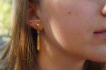 24K Gold Montana sapphire dangle earrings//24k gold sapphire and blue topaz drop Earrings//solid gold dangles//24k gold artisan jewelry
