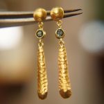 24K Gold Montana sapphire dangle earrings//24k gold sapphire and blue topaz drop Earrings//solid gold dangles//24k gold artisan jewelry