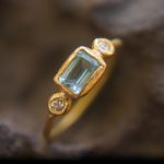 24k blue tourmaline and diamond ring//artisan tourmaline ring//24k tourmaline and diamond//24k gold ring//24k gold diamond ring
