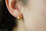 24k gold ball studs//ball gold studs//artisan gold studs//24k gold earrings//ball gold earrings//solid gold sphere studs