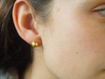 24k gold ball studs//ball gold studs//artisan gold studs//24k gold earrings//ball gold earrings//solid gold sphere studs