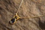 24k gold blue sapphire//pear blue sapphire pendant//drop blue sapphire gold necklace//artisan sapphire pendant