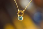 24k gold blue tourmaline pendant//square blue tourmaline pendant//tourmaline gold necklace//artisan 24k gold pendant//handmade one of a kind