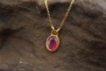 24k gold tourmaline pendant//oval pink tourmaline pendant//artisan tourmaline pendant// 24k big tourmaline pendant//artisan unique jewelry
