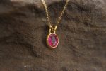 24k gold tourmaline pendant//oval pink tourmaline pendant//artisan tourmaline pendant// 24k big tourmaline pendant//artisan unique jewelry