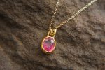 24k gold tourmaline pendant//oval pink tourmaline pendant//artisan tourmaline pendant// 24k big tourmaline pendant//artisan unique jewelry