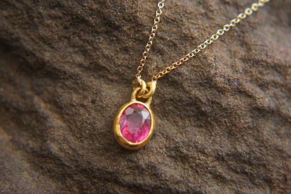 24k gold tourmaline pendant//oval pink tourmaline pendant//artisan tourmaline pendant// 24k big tourmaline pendant//artisan unique jewelry