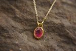 24k gold tourmaline pendant//oval pink tourmaline pendant//artisan tourmaline pendant// 24k big tourmaline pendant//artisan unique jewelry