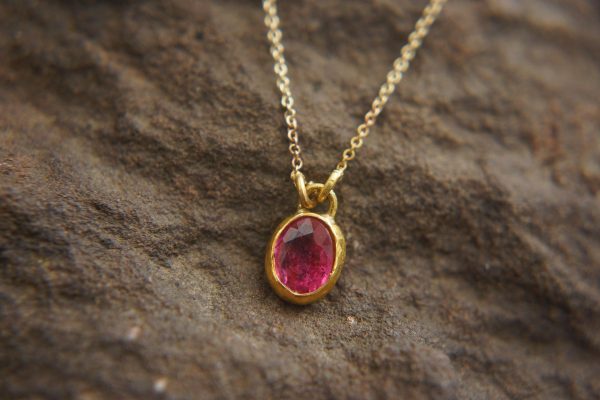 24k gold tourmaline pendant//oval pink tourmaline pendant//artisan tourmaline pendant// 24k big tourmaline pendant//artisan unique jewelry