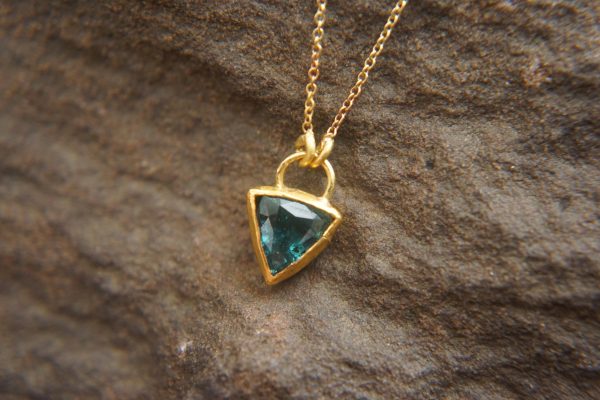 solid 24k Paraiba tourmaline gold pendant//gold tourmaline pendant//artisan gold handmade//24k gold pendant//Paraiba tourmaline pendant