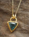 solid 24k Paraiba tourmaline gold pendant//gold tourmaline pendant//artisan gold handmade//24k gold pendant//Paraiba tourmaline pendant