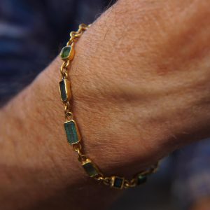 24k gold tourmaline bracelet//24k bracelet// tourmaline gold bracelet//24k Paraiba Indicolite charm bracelet//handmade gold bracelet//