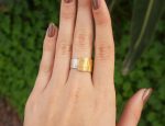 22k gold and silver ring//gold and silver ring//artisan multi color ring//handmade gold and silver ring//bi metal gold and silver ring