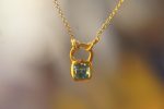 24k gold blue tourmaline pendant//square blue tourmaline pendant//tourmaline gold necklace//artisan 24k gold pendant//handmade one of a kind
