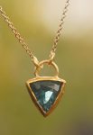 solid 24k Paraiba tourmaline gold pendant//gold tourmaline pendant//artisan gold handmade//24k gold pendant//Paraiba tourmaline pendant