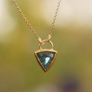 solid 24k Paraiba tourmaline gold pendant//gold tourmaline pendant//artisan gold handmade//24k gold pendant//Paraiba tourmaline pendant