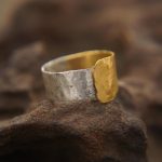 22k gold and silver ring//gold and silver ring//artisan multi color ring//handmade gold and silver ring//bi metal gold and silver ring
