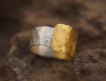 22k gold and silver ring//gold and silver ring//artisan multi color ring//handmade gold and silver ring//bi metal gold and silver ring