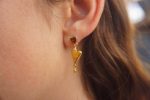24k gold studs heart and Red Garnet stone, hammered gold studs, artisan gold studs, 24k gold earrings, Red Garnet heart studs
