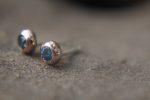 sale solid 18k rose gold swiss blue topaz stud-one of kind-stud earrings-22k gold earrings- ruby earrings- 22k stud with stone-ruby earrings