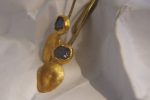 solid gold drop earrings//blue sapphire Earrings//Gold Dangle & Drop Earrings//blue earrings//24k gold earrings// 24ct earrings with stone