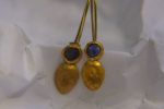 solid gold drop earrings//blue sapphire Earrings//Gold Dangle & Drop Earrings//blue earrings//24k gold earrings// 24ct earrings with stone