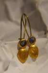 solid gold drop earrings//blue sapphire Earrings//Gold Dangle & Drop Earrings//blue earrings//24k gold earrings// 24ct earrings with stone