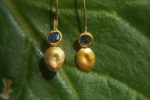 solid gold drop earrings//blue sapphire Earrings//Gold Dangle & Drop Earrings//blue earrings//24k gold earrings// 24ct earrings with stone