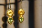 solid gold drop earrings//blue sapphire Earrings//Gold Dangle & Drop Earrings//blue earrings//24k gold earrings// 24ct earrings with stone