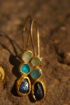 solid gold dangle//blue colors gem Earrings//Gold Dangle//spring color earring//24k gold earrings//blue tourmaline blue apetite and sapphire