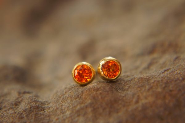 solid 22k gold-blue tourmaline Earrings-Gold Studs-one of a kind-stud earrings-22k gold earrings- blue stone earrings- 22k stud with stone