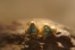 solid gold//blue tourmaline Studs//24k gold Earrings//blue tourmaline//gold stud earrings//24k gold earrings//tourmaline solid gold earrings