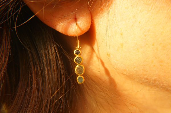 sale solid gold dangle earrings//blue green yellow gem Earrings//Gold Dangle & Drop Earrings//spring color earrings//24k gold earrings//