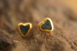 solid gold//blue tourmaline Studs//24k gold Earrings//blue tourmaline//gold stud earrings//24k gold earrings//tourmaline solid gold earrings