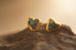solid gold//blue tourmaline Studs//24k gold Earrings//blue tourmaline//gold stud earrings//24k gold earrings//tourmaline solid gold earrings