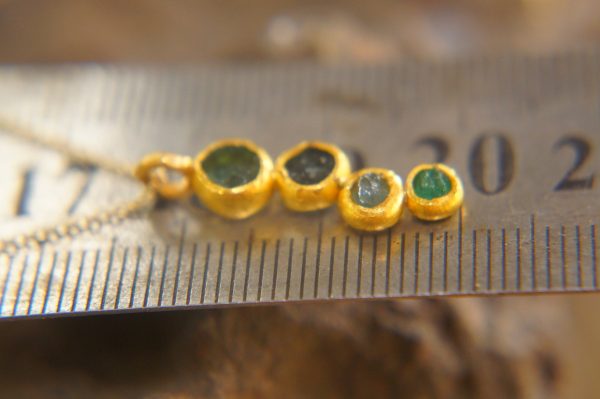 24k gold pendant//flower 24k  gold //gold artisan charm//blue gold pendant//artisan gold pendant//tourmaline pendant charm//24k gold pendant