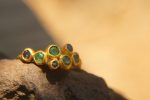 sapphire gold ring//artisan emerald ring//emerald sapphire ring//engagement earrings//24k gold ring//emerald gold ring//24k gold earring