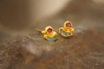 24k solid gold//rough ruby Studs//24k gold Earrings//uncut gem//gold stud earrings//24k gold earrings//uncut ruby earrings//artisan studs