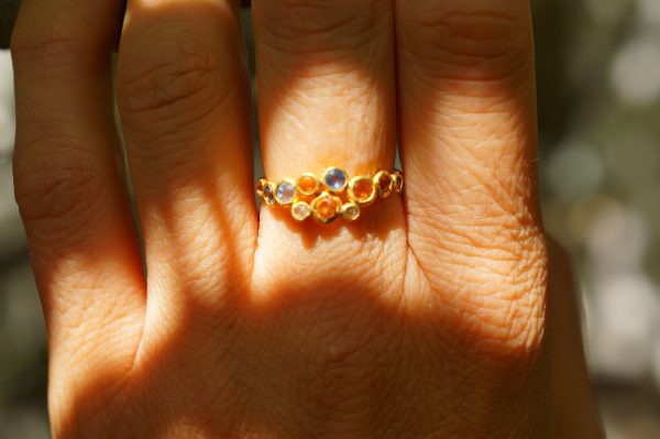sapphire ruby gold ring//artisan sapphire ring//ruby sapphire ring//engagement earrings//24k gold ring//sapphire earrings //24k gold earring